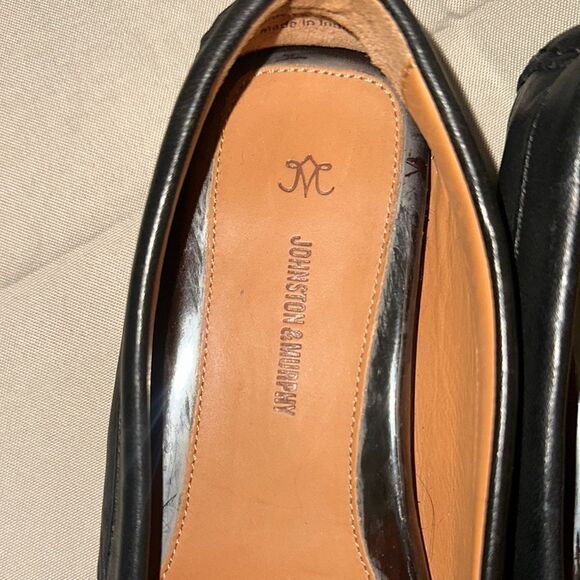 Johnston & Murphy Black Leather Loafers Moccasin-Style Slip-Ons - Picture 2 of 10